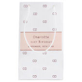 Verjaardag wit rose goud monogram minimalist klein cadeauzakje (Voorkant)