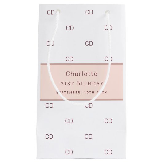 Verjaardag wit rose goud monogram minimalist klein cadeauzakje (Voorkant)