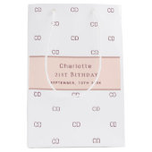 Verjaardag wit rose goud monogram patroon modern medium cadeauzakje (Voorkant)