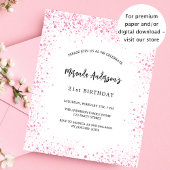 Verjaardag wit roze glitter chique budget uitnodig flyer