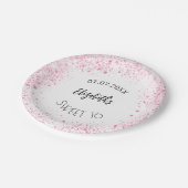 Verjaardag wit roze glitter meisjesnaam papieren bordje (Gekanteld)