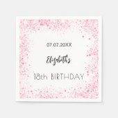 Verjaardag wit roze glitter meisjesnaam servet (Voorkant)
