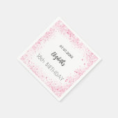 Verjaardag wit roze glitter meisjesnaam servet (Hoek)