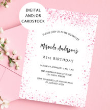 Verjaardag wit roze glitter schittert elegant