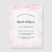 Verjaardag wit roze glitters glans luxe magnetische uitnodiging (Voorkant)