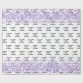 Verjaardag wit violet lavendel glitter naam cadeaupapier (Vlak)