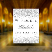 Verjaardag wit zilveren glitter welkom poster