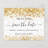 Verjaardag witgoud budget save the date flyer (Voorkant)
