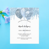 Verjaardag witte blauwe ballonnen budget uitnodigi