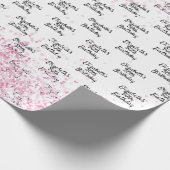 Verjaardag witte blos roze glitters naam cadeaupapier (Hoek)