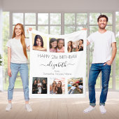 Verjaardag witte foto collage vrienden fleece deken