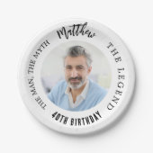 Verjaardag witte foto man myth legende papieren bordje (Voorkant)