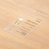 Verjaardag witte gouden bubbelende wijn parels hel acryl uitnodigingen (Laagn)