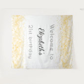 Verjaardag witte gouden glitters naam elegante ver wandkleed (Voorkant (horizontaal))
