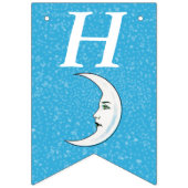 Verjaardag Witte Halve Maan Met Gezicht Sterren Aq Vlaggetjes (Eerste vlag)