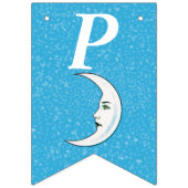 Verjaardag Witte Halve Maan Met Gezicht Sterren Aq Vlaggetjes (Derde vlag)