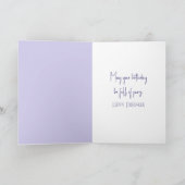 Verjaardag Witte kitten met Lila laurier Kaart (Binnen)