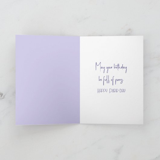 Verjaardag Witte kitten met Lila laurier Kaart (Binnen)