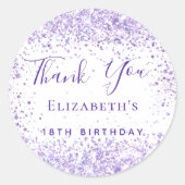 Verjaardag witte lavendel naam dank u ronde sticker (Voorkant)