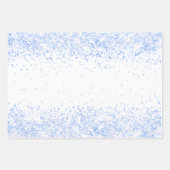Verjaardag witte lichtblauwe confetti schittering  inpakpapier vel (Voorkant 2)