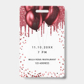 Verjaardag witte rode ballonnen glitters vip badge (Achterkant)