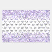 Verjaardag witte violette lavendel glitters naam inpakpapier vel (Voorkant 2)