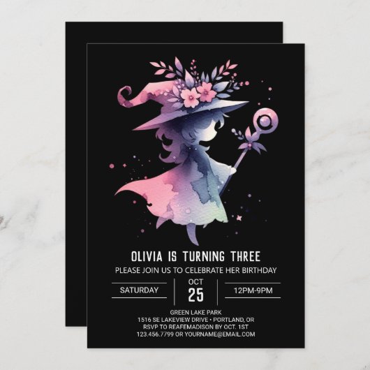 Verjaardag Wizard Aangepaste Waterverf Kaart (Voorkant / Achterkant)