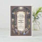 Verjaardag Wizard Witch Magic Castle Kaart (Staand voorkant)