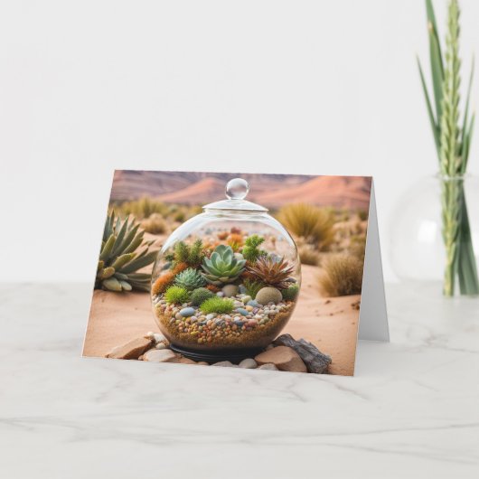 Verjaardag Woestijn Terrarium en Cactus Kaart (Voorkant)