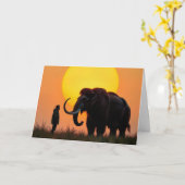 Verjaardag Wolharige Mammoet en Mens Kaart (Gele Bloem)