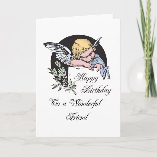 Verjaardag Wonderful Friend  Religious Angel Kaart (Voorkant)