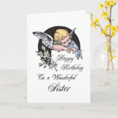 Verjaardag Wonderful Sister  Religious Angel Kaart (Gele Bloem)