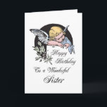 Verjaardag Wonderful Sister  Religious Angel Kaart<br><div class="desc">Laat je zus glimlachen met deze prachtige religieuze kaart. Een kleurrijke baby engelenillustratie met een spirituele boodschap om haar te feliciteren en een zeer gelukkige verjaardag te wensen.</div>