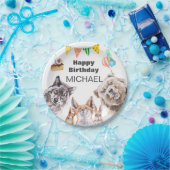 Verjaardag Woodland Animals Party Custom Waterverf Papieren Bordje (Feest)