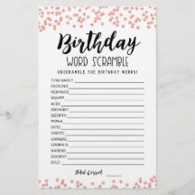 Verjaardag woord scramble spel met antwoorden