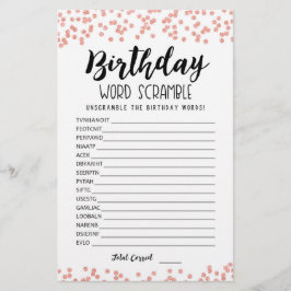 Verjaardag woord scramble spel met antwoorden