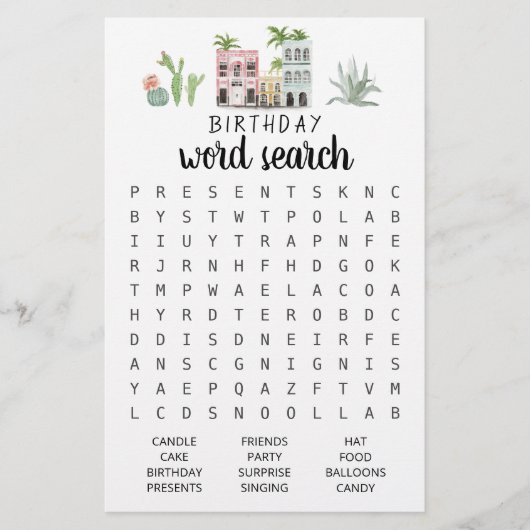 Verjaardag Woord zoekspel Verjaardagsfeest (Voorkant)