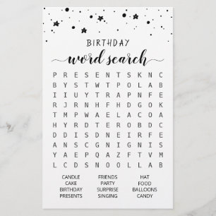 Verjaardag Woord zoekspel Verjaardagsfeest