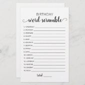 Verjaardag word scramble game met Answers (Voorkant / Achterkant)