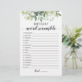 Verjaardag word scramble game met Answers (Staand voorkant)