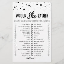Verjaardag Would She Rather bewerkbaar spel