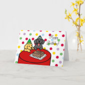 Verjaardag Yellow Lab 2 & Black Lab Kaart (Gele Bloem)