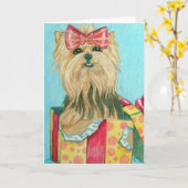 Verjaardag Yorkie Kaart (Gele Bloem)