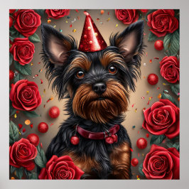 Verjaardag Yorkshire Terrier Dragen Party Pet Poster