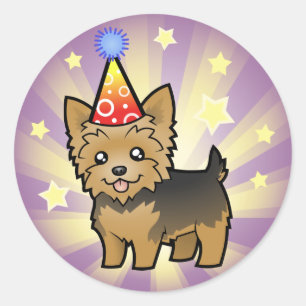 Verjaardag Yorkshire Terrier (kort haar zonder boo Ronde Sticker