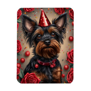 Verjaardag Yorkshire Terrier met feesthoed Magneet