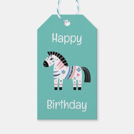 Verjaardag Zebra Cadeaulabel (Voorkant)