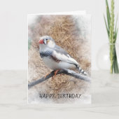 Verjaardag-zebra Finch op tak Kaart (Voorkant)