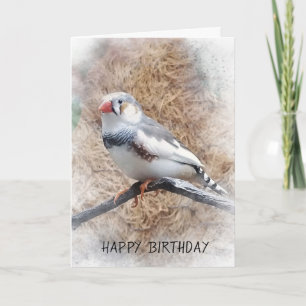 Verjaardag-zebra Finch op tak Kaart