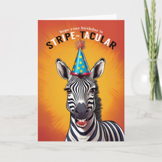 Verjaardag Zebra voor een STRIPEtacular Kaart (Voorkant)